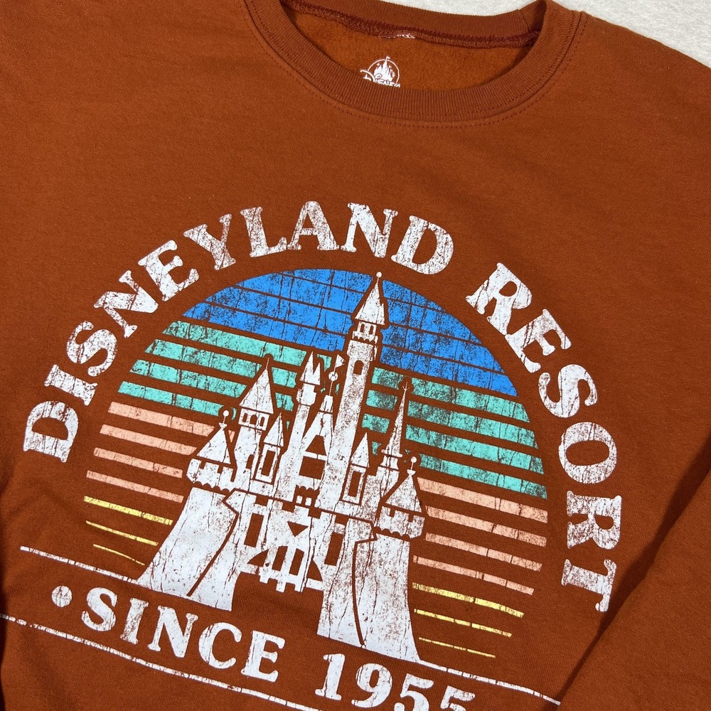 Disneyland Resort Sweatshirt Mens Medium Rust Brown Castle Since 1955 Retro